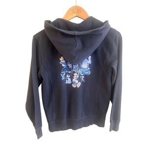 Disney Parks Mickey 60th Anniversary Hooded Zip Up Sweatshirt Blue Emblem Large